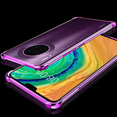 Custodia Silicone Trasparente Ultra Sottile Cover Morbida S03 per Huawei Mate 30E Pro 5G Viola