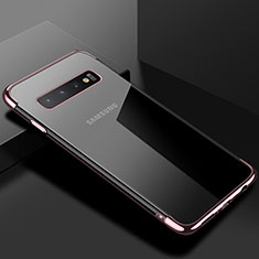 Custodia Silicone Trasparente Ultra Sottile Cover Morbida S03 per Samsung Galaxy S10 Oro Rosa
