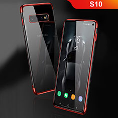 Custodia Silicone Trasparente Ultra Sottile Cover Morbida S03 per Samsung Galaxy S10 Rosso