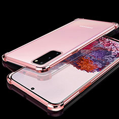 Custodia Silicone Trasparente Ultra Sottile Cover Morbida S03 per Samsung Galaxy S20 5G Oro Rosa