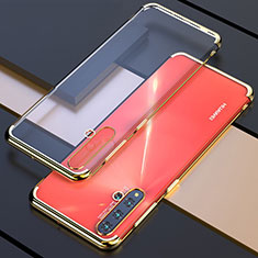 Custodia Silicone Trasparente Ultra Sottile Cover Morbida S04 per Huawei Nova 5 Pro Oro