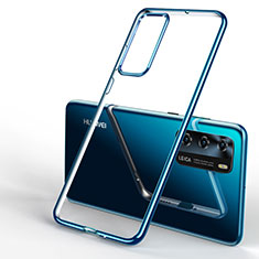 Custodia Silicone Trasparente Ultra Sottile Cover Morbida S04 per Huawei P40 Blu
