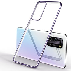 Custodia Silicone Trasparente Ultra Sottile Cover Morbida S04 per Huawei P40 Viola