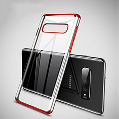 Custodia Silicone Trasparente Ultra Sottile Cover Morbida S04 per Samsung Galaxy S10 Plus Rosso