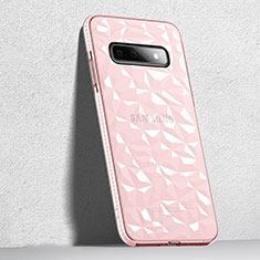 Custodia Silicone Trasparente Ultra Sottile Cover Morbida S04 per Samsung Galaxy S10 Rosa