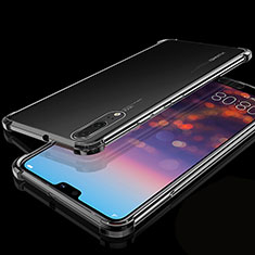 Custodia Silicone Trasparente Ultra Sottile Cover Morbida S05 per Huawei P20 Nero