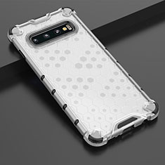 Custodia Silicone Trasparente Ultra Sottile Cover Morbida S05 per Samsung Galaxy S10 Bianco