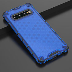 Custodia Silicone Trasparente Ultra Sottile Cover Morbida S05 per Samsung Galaxy S10 Blu