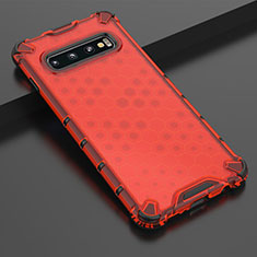 Custodia Silicone Trasparente Ultra Sottile Cover Morbida S05 per Samsung Galaxy S10 Rosso