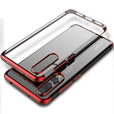 Custodia Silicone Trasparente Ultra Sottile Cover Morbida S06 per Huawei P20 Pro Rosso