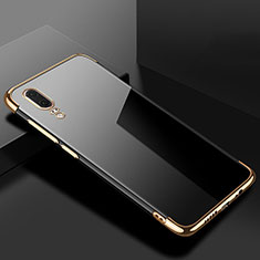 Custodia Silicone Trasparente Ultra Sottile Cover Morbida S07 per Huawei P20 Oro