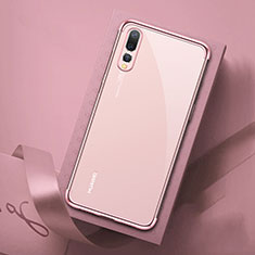 Custodia Silicone Trasparente Ultra Sottile Cover Morbida S07 per Huawei P20 Pro Rosa