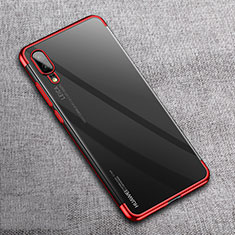 Custodia Silicone Trasparente Ultra Sottile Cover Morbida S08 per Huawei P20 Rosso