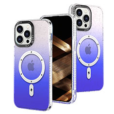 Custodia Silicone Trasparente Ultra Sottile Cover Morbida Sfumato con Mag-Safe Magnetic per Apple iPhone 13 Pro Max Blu