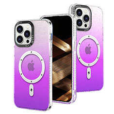 Custodia Silicone Trasparente Ultra Sottile Cover Morbida Sfumato con Mag-Safe Magnetic per Apple iPhone 13 Pro Viola