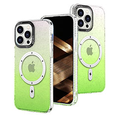 Custodia Silicone Trasparente Ultra Sottile Cover Morbida Sfumato con Mag-Safe Magnetic per Apple iPhone 14 Pro Verde