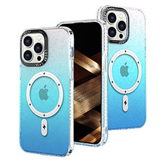 Custodia Silicone Trasparente Ultra Sottile Cover Morbida Sfumato con Mag-Safe Magnetic per Apple iPhone 15 Pro Cielo Blu