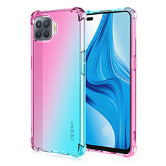 Custodia Silicone Trasparente Ultra Sottile Cover Morbida Sfumato G01 per Oppo F17 Pro Ciano