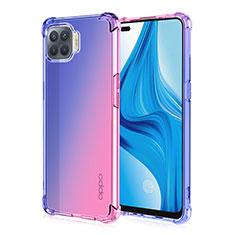 Custodia Silicone Trasparente Ultra Sottile Cover Morbida Sfumato G01 per Oppo Reno4 Lite Blu