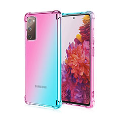 Custodia Silicone Trasparente Ultra Sottile Cover Morbida Sfumato G01 per Samsung Galaxy S20 FE 2022 5G Ciano
