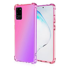 Custodia Silicone Trasparente Ultra Sottile Cover Morbida Sfumato G01 per Samsung Galaxy S20 Ultra 5G Oro Rosa