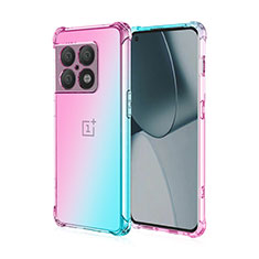 Custodia Silicone Trasparente Ultra Sottile Cover Morbida Sfumato per OnePlus 10 Pro 5G Ciano