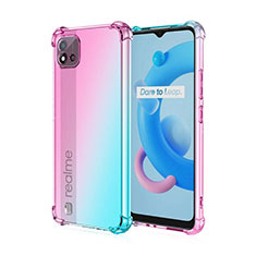 Custodia Silicone Trasparente Ultra Sottile Cover Morbida Sfumato per Realme Narzo 50i Ciano