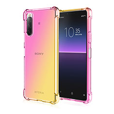 Custodia Silicone Trasparente Ultra Sottile Cover Morbida Sfumato per Sony Xperia 10 II Giallo