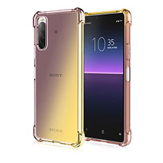Custodia Silicone Trasparente Ultra Sottile Cover Morbida Sfumato per Sony Xperia 10 II Oro
