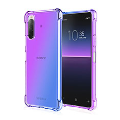 Custodia Silicone Trasparente Ultra Sottile Cover Morbida Sfumato per Sony Xperia 10 III Blu