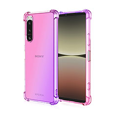 Custodia Silicone Trasparente Ultra Sottile Cover Morbida Sfumato per Sony Xperia 5 II Lavanda