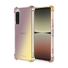 Custodia Silicone Trasparente Ultra Sottile Cover Morbida Sfumato per Sony Xperia 5 II Oro