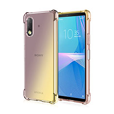 Custodia Silicone Trasparente Ultra Sottile Cover Morbida Sfumato per Sony Xperia Ace II Oro