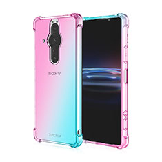 Custodia Silicone Trasparente Ultra Sottile Cover Morbida Sfumato per Sony Xperia PRO-I Cielo Blu