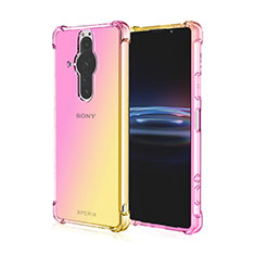 Custodia Silicone Trasparente Ultra Sottile Cover Morbida Sfumato per Sony Xperia PRO-I Giallo