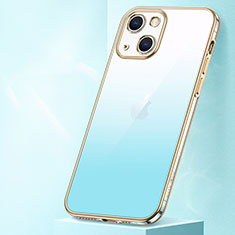 Custodia Silicone Trasparente Ultra Sottile Cover Morbida Sfumato S01 per Apple iPhone 14 Blu