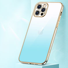 Custodia Silicone Trasparente Ultra Sottile Cover Morbida Sfumato S01 per Apple iPhone 14 Pro Blu