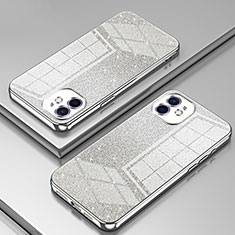 Custodia Silicone Trasparente Ultra Sottile Cover Morbida SY1 per Apple iPhone 12 Argento