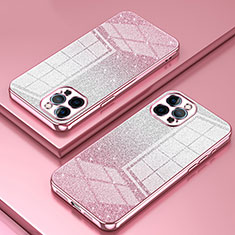 Custodia Silicone Trasparente Ultra Sottile Cover Morbida SY1 per Apple iPhone 12 Pro Oro Rosa