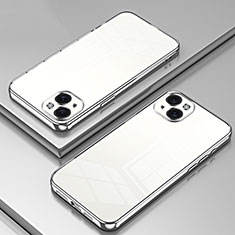 Custodia Silicone Trasparente Ultra Sottile Cover Morbida SY1 per Apple iPhone 14 Plus Argento