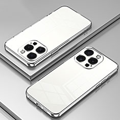 Custodia Silicone Trasparente Ultra Sottile Cover Morbida SY1 per Apple iPhone 14 Pro Argento
