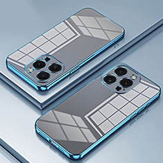 Custodia Silicone Trasparente Ultra Sottile Cover Morbida SY1 per Apple iPhone 14 Pro Blu