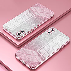 Custodia Silicone Trasparente Ultra Sottile Cover Morbida SY1 per Apple iPhone X Oro Rosa