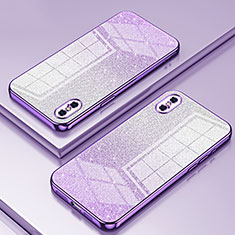 Custodia Silicone Trasparente Ultra Sottile Cover Morbida SY1 per Apple iPhone Xs Max Viola