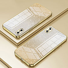 Custodia Silicone Trasparente Ultra Sottile Cover Morbida SY1 per Apple iPhone Xs Oro