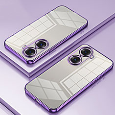 Custodia Silicone Trasparente Ultra Sottile Cover Morbida SY1 per Huawei Honor 60 Pro 5G Viola