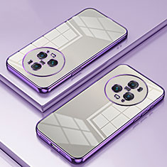 Custodia Silicone Trasparente Ultra Sottile Cover Morbida SY1 per Huawei Honor Magic5 Pro 5G Viola