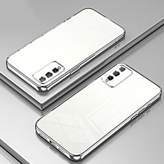 Custodia Silicone Trasparente Ultra Sottile Cover Morbida SY1 per Huawei Honor Play4T Pro Argento