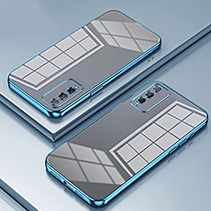 Custodia Silicone Trasparente Ultra Sottile Cover Morbida SY1 per Huawei Honor Play4T Pro Blu
