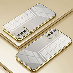 Custodia Silicone Trasparente Ultra Sottile Cover Morbida SY1 per Huawei Honor Play4T Pro Oro